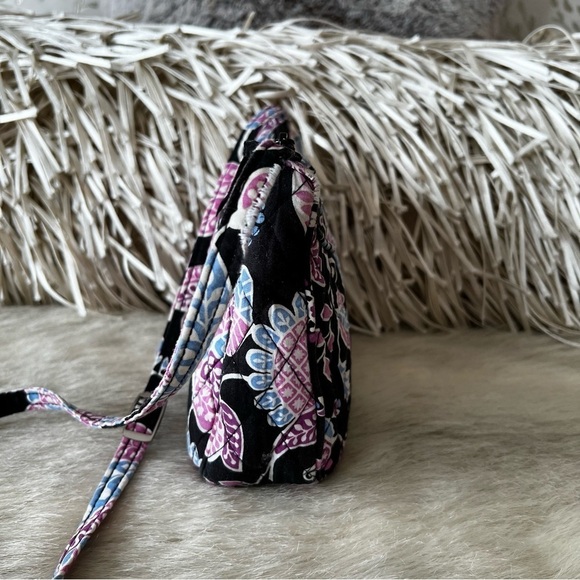 VERA BRADLEY Alpine Floral Little Crossbody Black Blue Purple Quilted REPAIRED - Picture 11 of 16
